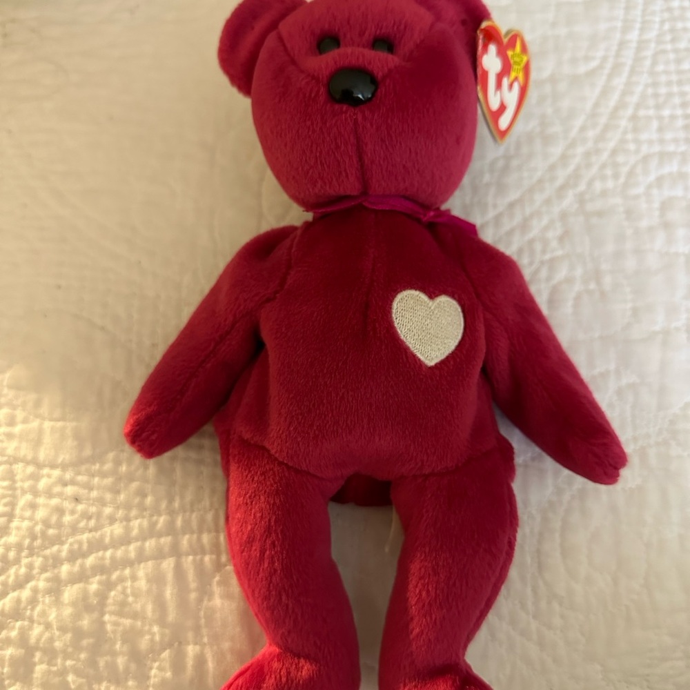 Red and White Plush Stuffed Animal